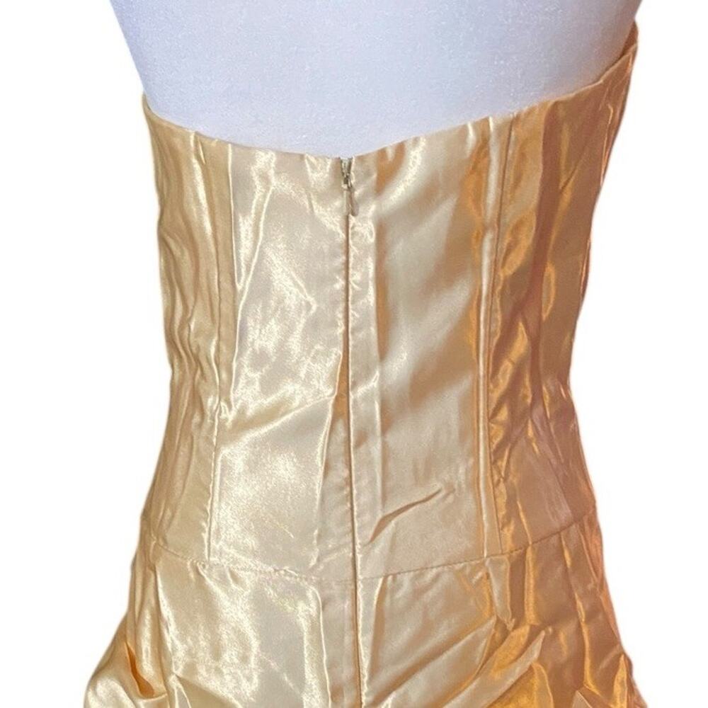 Vtg Jessica McClintock Gunne Sax Yellow satin mini bubble dress 80s Women 7 6 - Picture 4 of 14